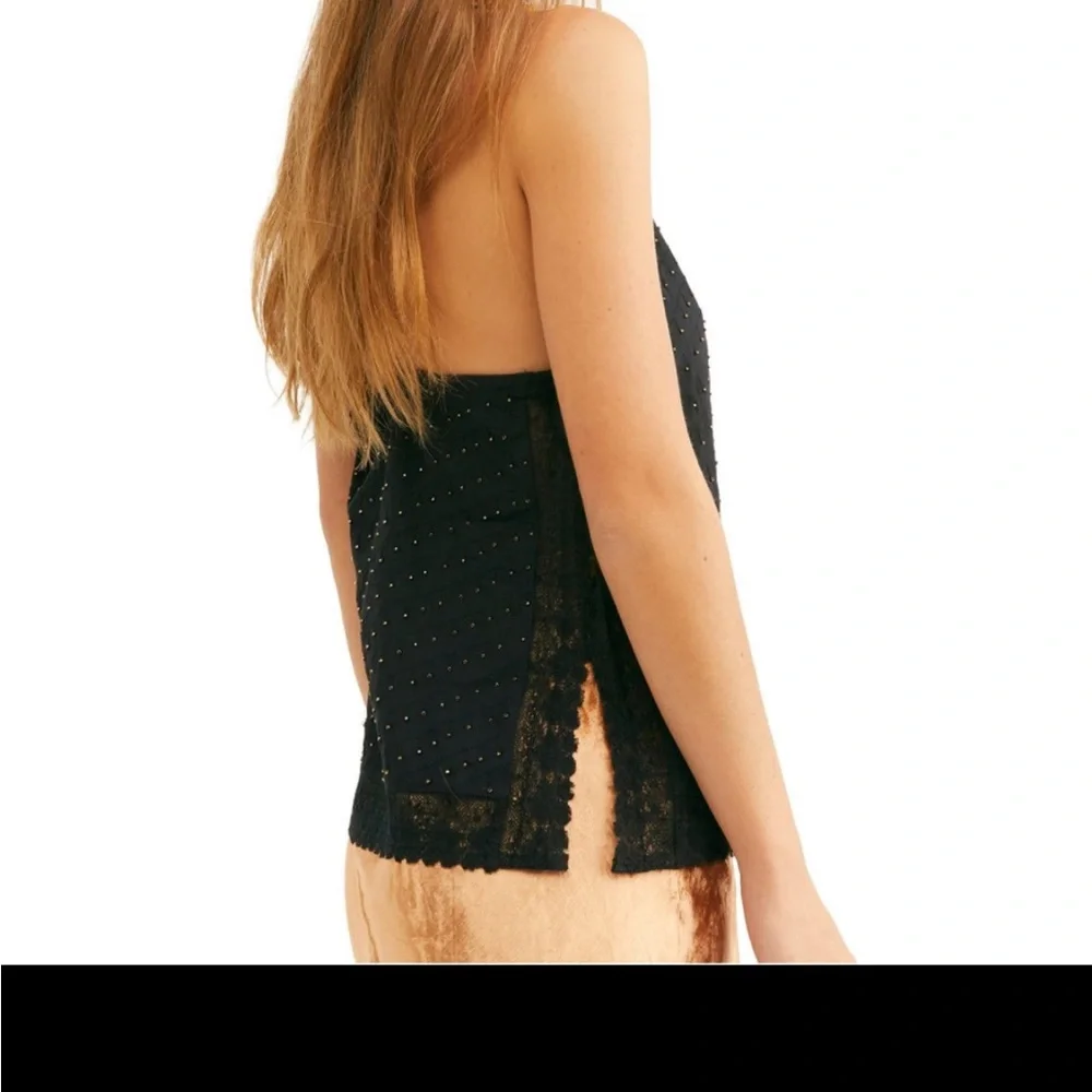 Free People $68 Bright Lights Cami Beaded Top Black Size XS OB1068264 Boho - Picture 4 of 10